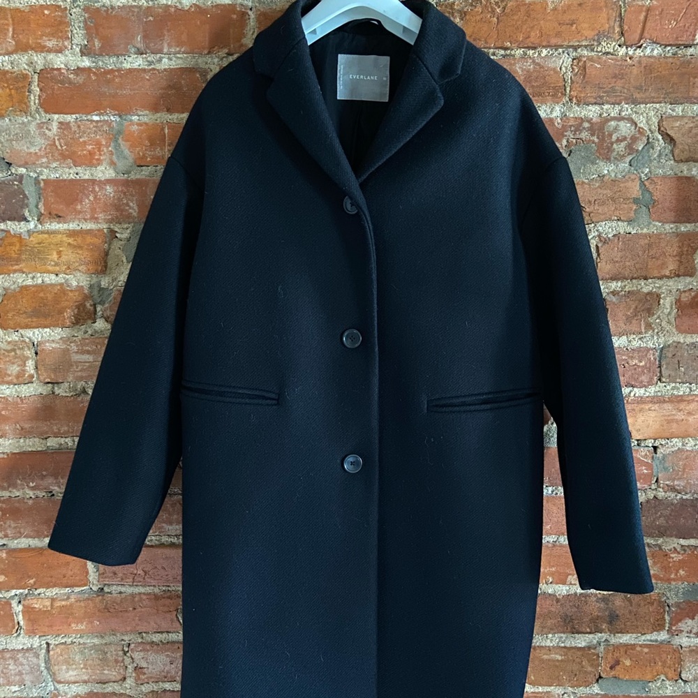 SOLD Everlane black wool cocoon coat, size 00